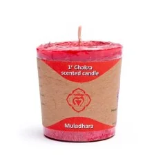 Kerze - Votiv - Chakra - 2tes - Muladhara - mit Duft - Rot - Palmkernwachs - ca. 14 Std. - ca. 4,5x4 cm