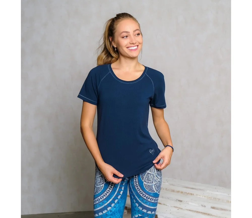 Spirit of OM - Shirt Raglan Bambus - dunkelblau