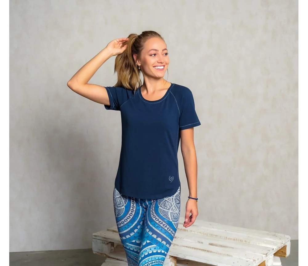 Spirit of OM - Shirt Raglan Bambus - dunkelblau