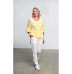 Spirit of OM - Leinen-Shirt Happy Sun - lemongelb