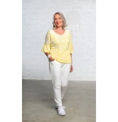 Spirit of OM - Leinen-Shirt Happy Sun - lemongelb