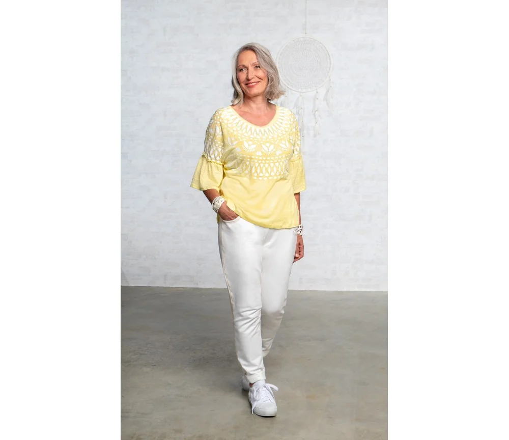 Spirit of OM - Leinen-Shirt Happy Sun - lemongelb