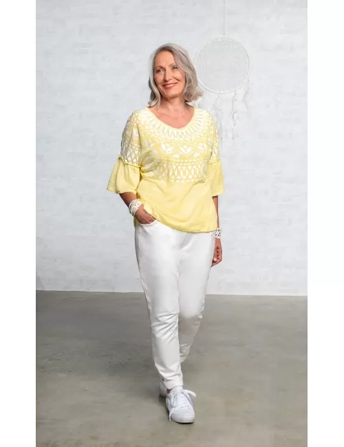 Spirit of OM - Leinen-Shirt Happy Sun - lemongelb