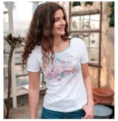 Spirit of OM - Shirt Lotus Aquarell - weiß/bunt