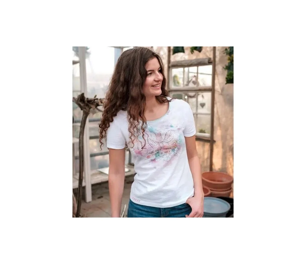 Spirit of OM - Shirt Lotus Aquarell - weiß/bunt