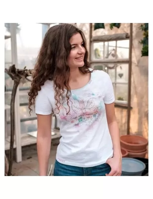 Spirit of OM - Shirt Lotus Aquarell - weiß/bunt