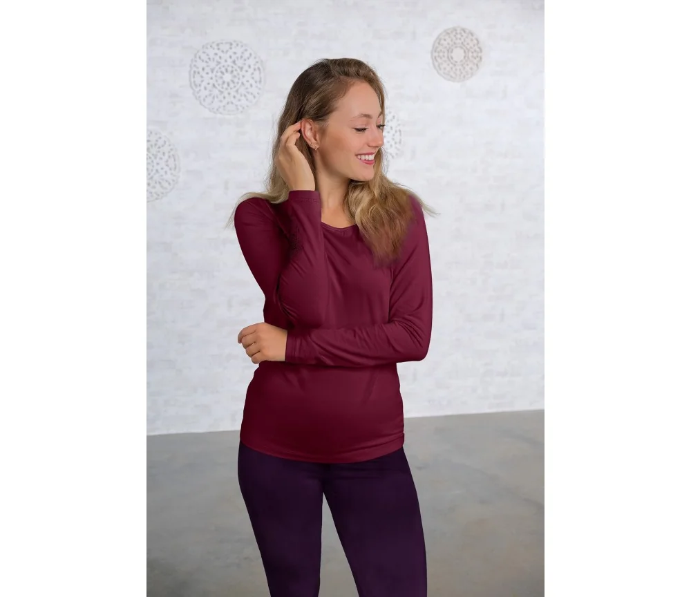 Spirit of OM - Langarm-Shirt Bambus - berry