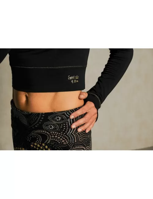 Spirit of OM - Longsleeve Crop Shirt - schwarz