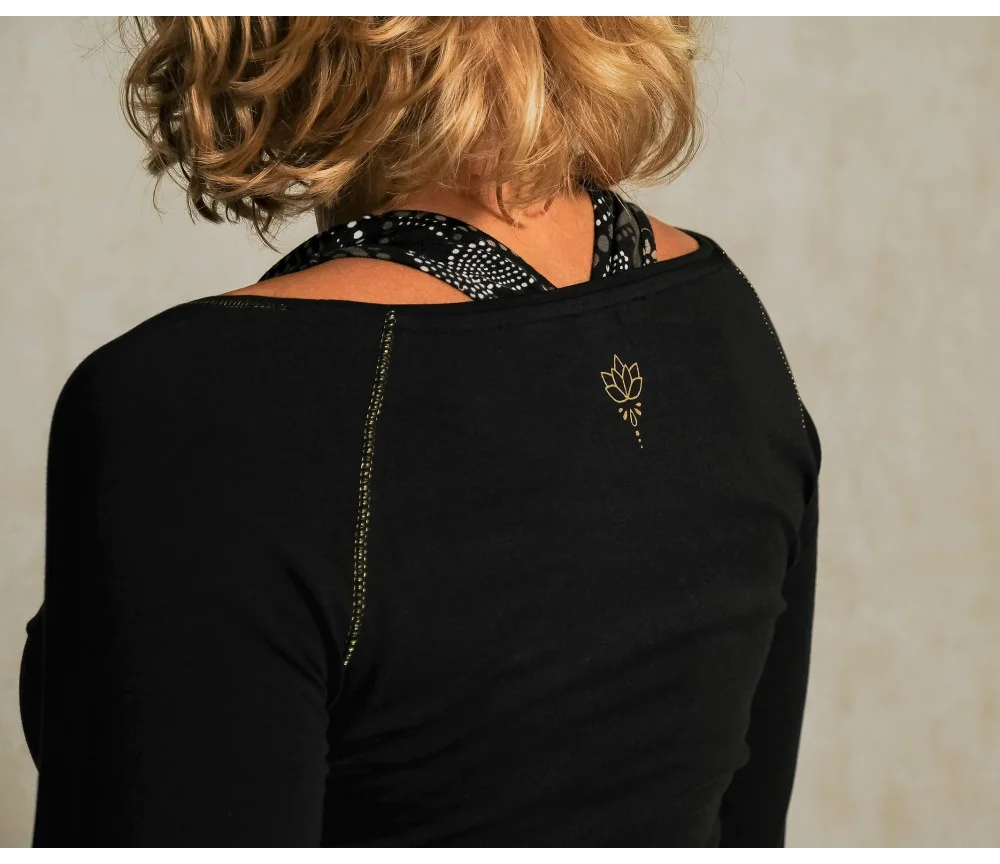 Spirit of OM - Longsleeve Crop Shirt - schwarz