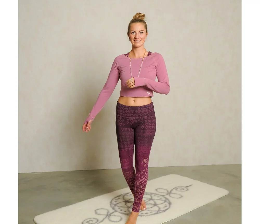 Spirit of OM - Longsleeve Crop Shirt Bambus - amethyst