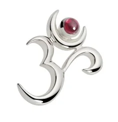 Spirit of OM - Silberschmuck OM mit Granat (ohne Kette)