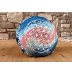 Spirit of OM - Meditationskissen rund - indigo/peach