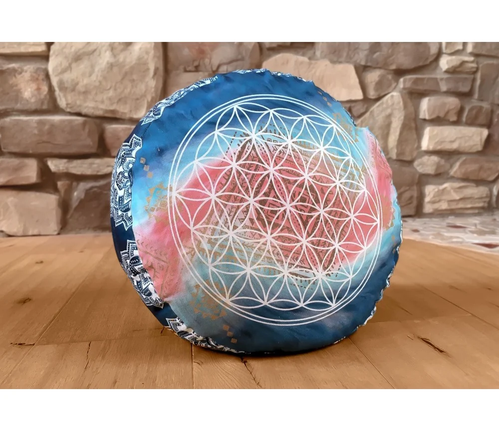 Spirit of OM - Meditationskissen rund - indigo/peach