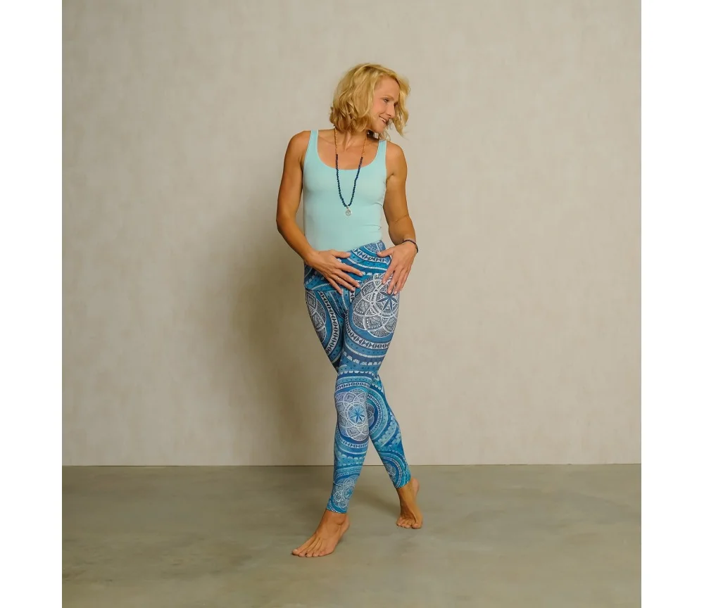 Spirit of OM - Yoga Leggings Blue Spirit - indigo-blue