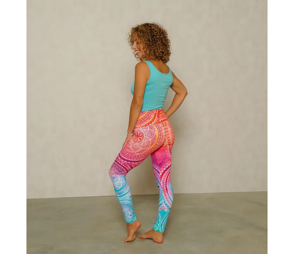 Spirit of OM - Yoga Leggings Indian Spirit - pink-mango-blue