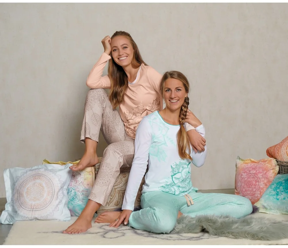 Spirit of OM - Pyjama-Longsleeve Shirt - weiß/mint