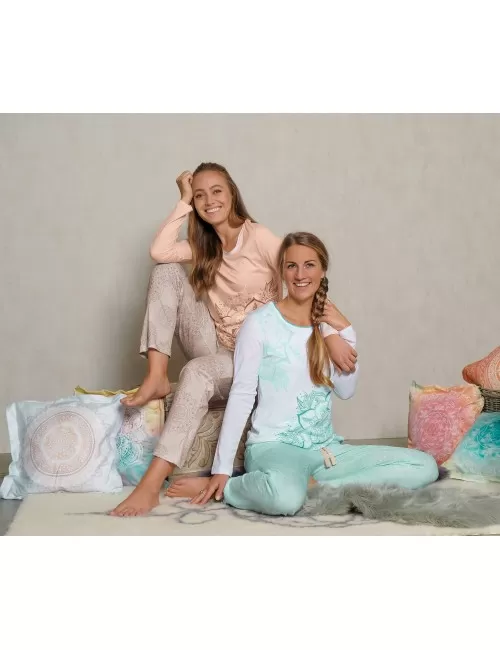 Spirit of OM - Pyjama-Longsleeve Shirt - weiß/mint