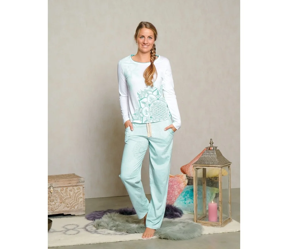 Spirit of OM - Pyjama-Longsleeve Shirt - weiß/mint