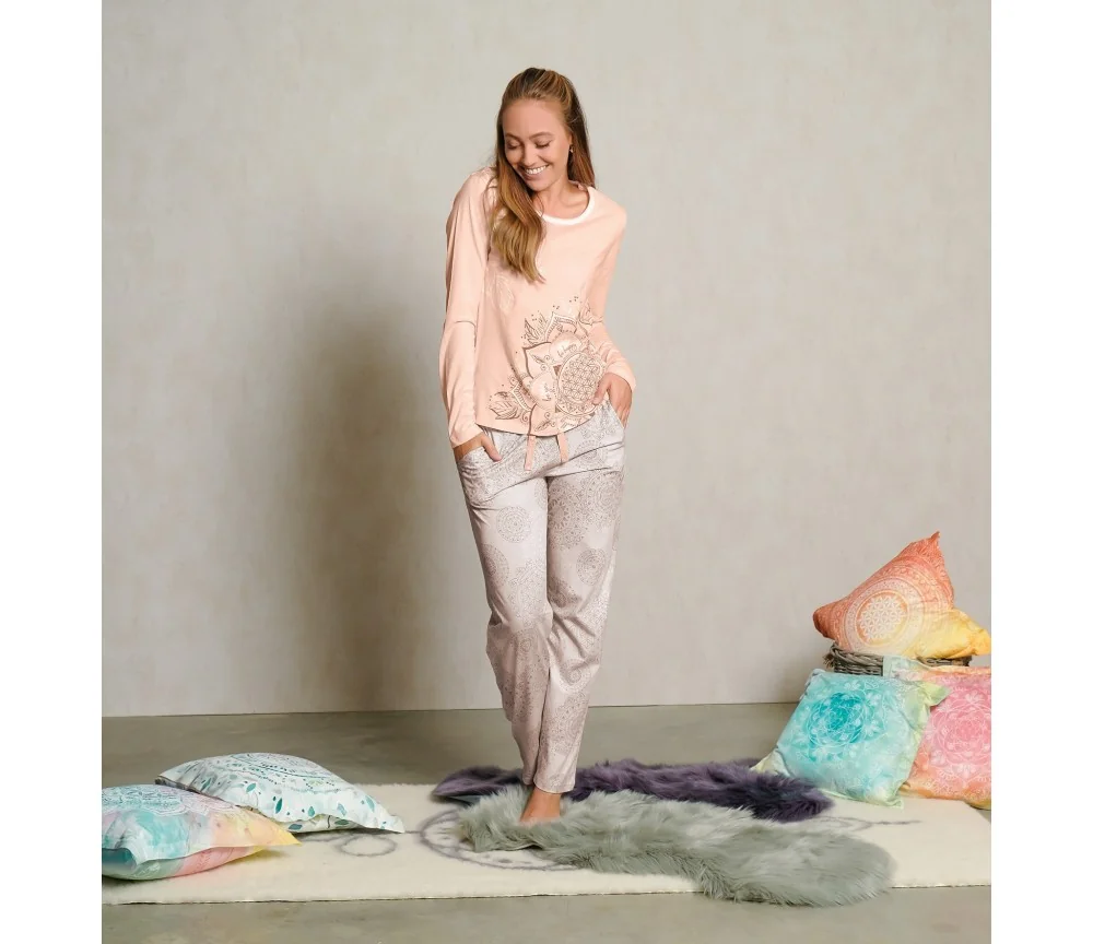 Spirit of OM - Pyjama-Longsleeve Shirt - apricot/sahara