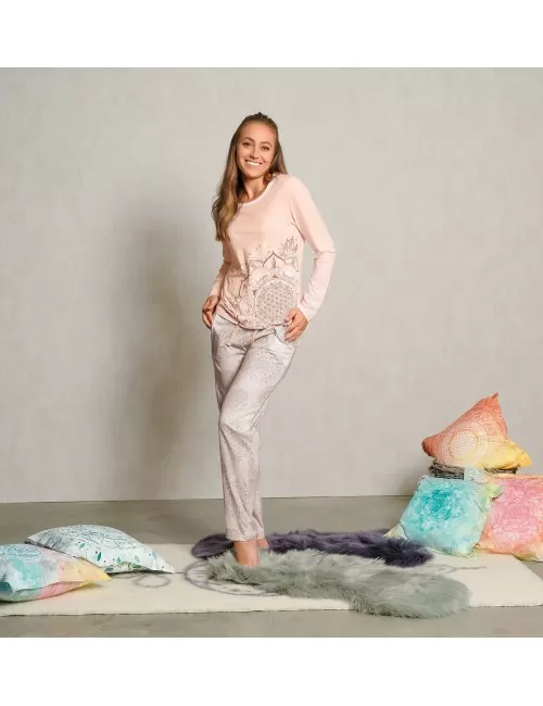 Spirit of OM - Pyjama-Longsleeve Shirt - apricot/sahara