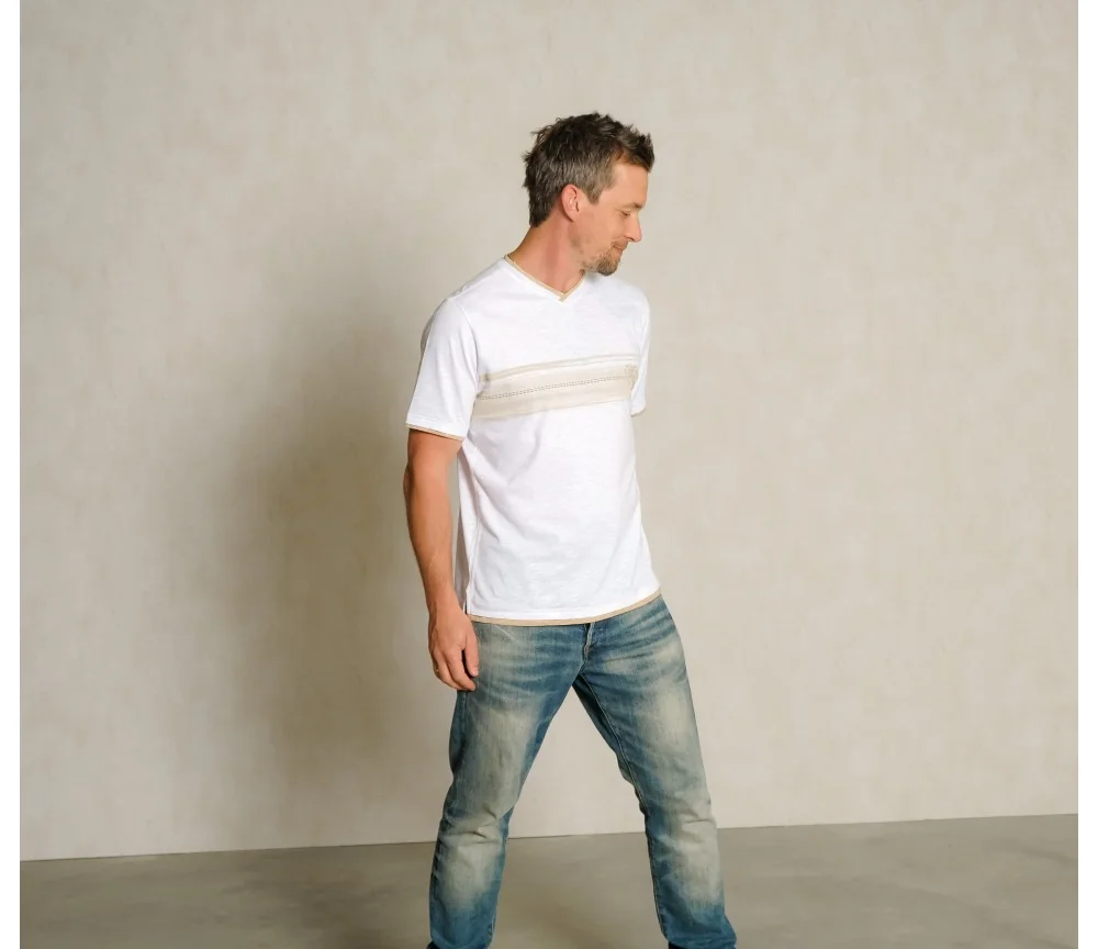 Spirit of OM - T-Shirt men Planet protect - weiß/sand