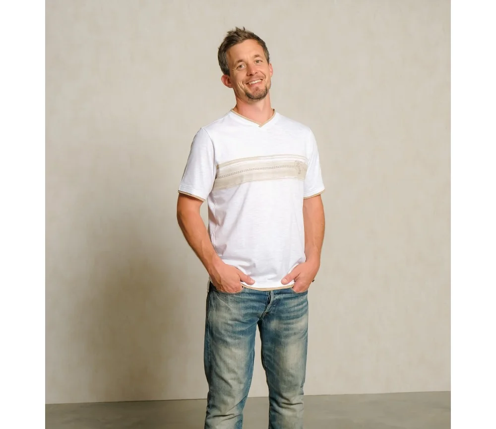 Spirit of OM - T-Shirt men Planet protect - weiß/sand