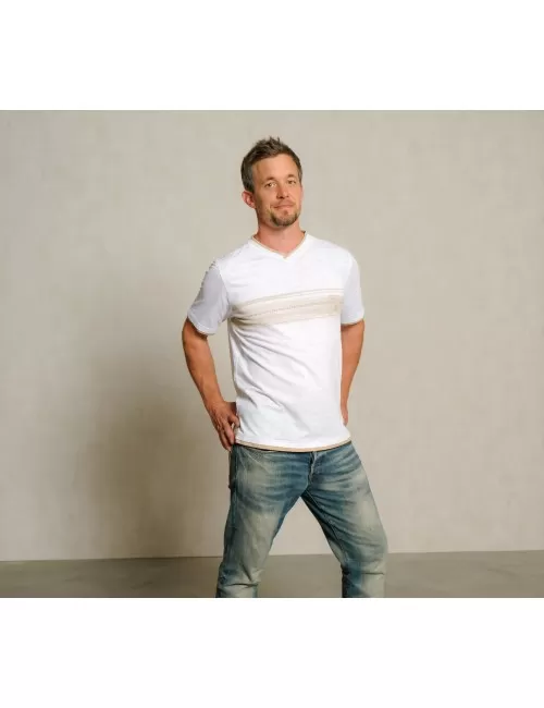 Spirit of OM - T-Shirt men Planet protect - weiß/sand