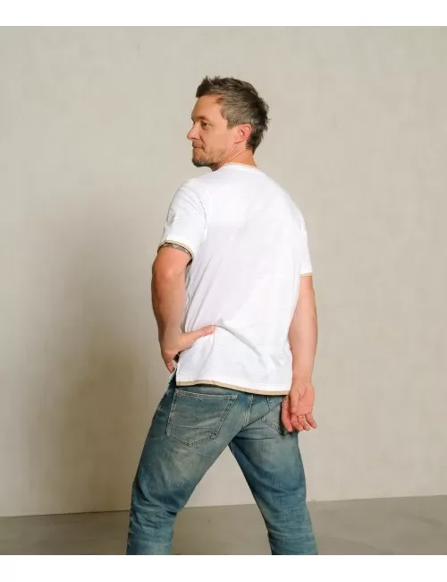 Spirit of OM - T-Shirt men Planet protect - weiß/sand