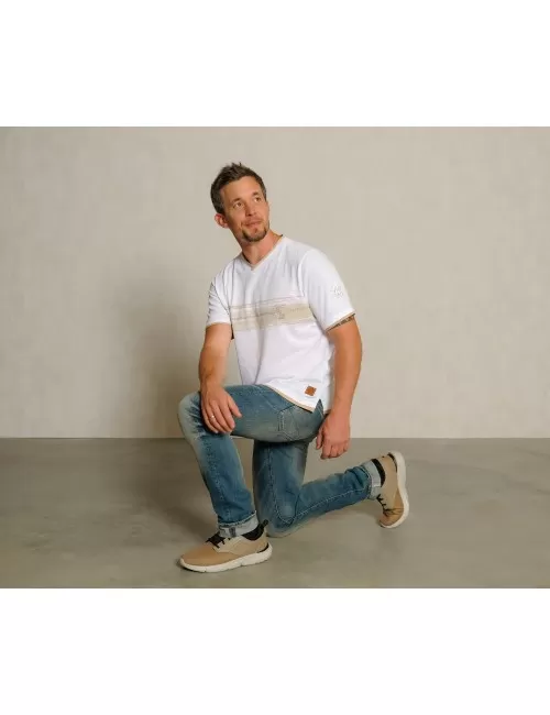 Spirit of OM - T-Shirt men Planet protect - weiß/sand