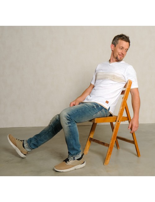 Spirit of OM - T-Shirt men Planet protect - weiß/sand