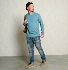 Spirit of OM - Leinen Longsleeve Niagara - niagara-blau