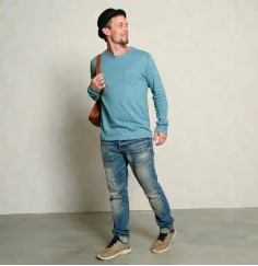 Spirit of OM - Leinen Longsleeve Niagara - niagara-blau