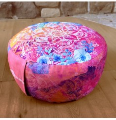 Spirit of OM - Meditationskissen rund - pink/bunt