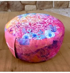 Spirit of OM - Meditationskissen rund - pink/bunt