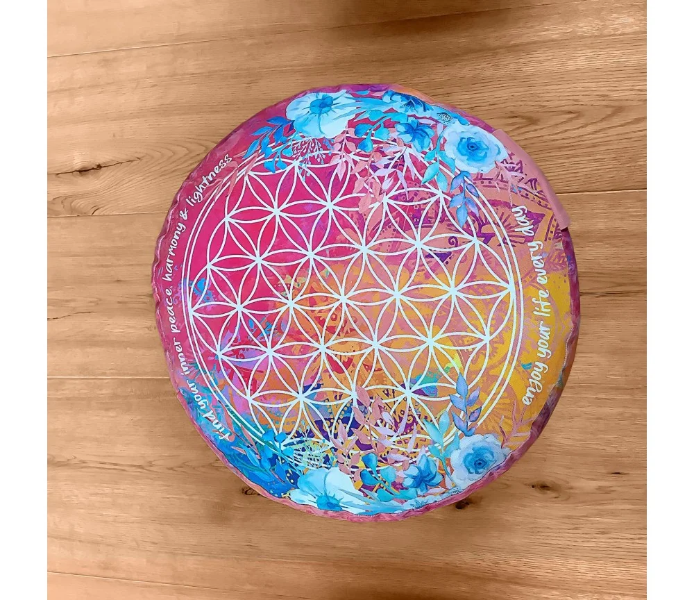 Spirit of OM - Meditationskissen rund - pink/bunt
