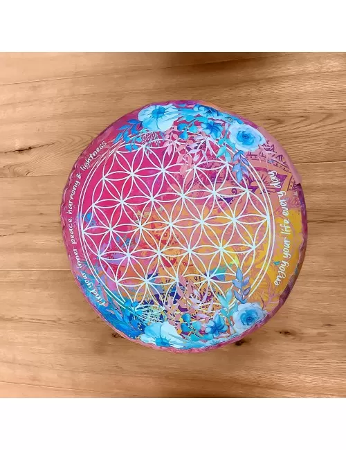 Spirit of OM - Meditationskissen rund - pink/bunt