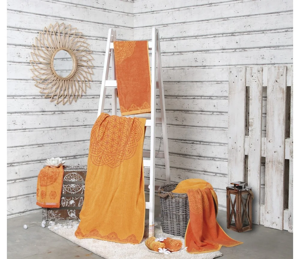 Spirit of OM - Frotteetücher Happy Flower of Life - sonnengruß/koralle