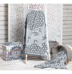 Spirit of OM - Frotteetücher Blume des Lebens - kiesel/silbergrau