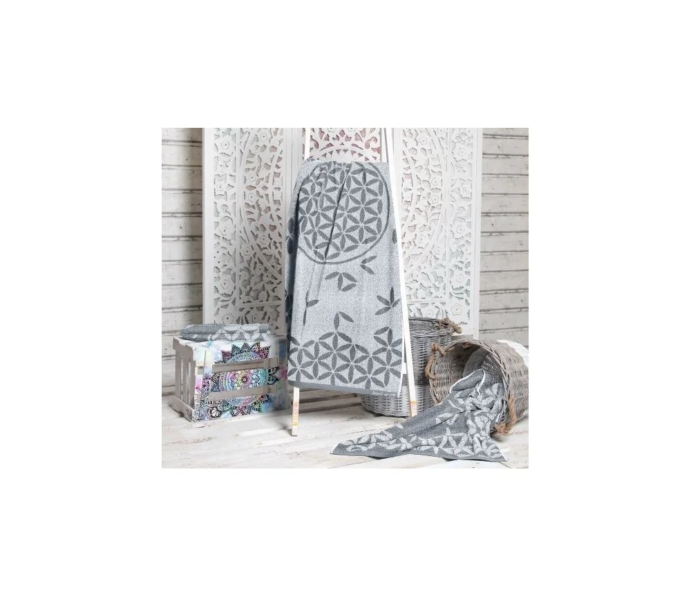 Spirit of OM - Frotteetücher Blume des Lebens - kiesel/silbergrau