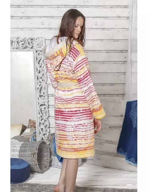 Spirit of OM - Bademantel - gelb-orange-pink