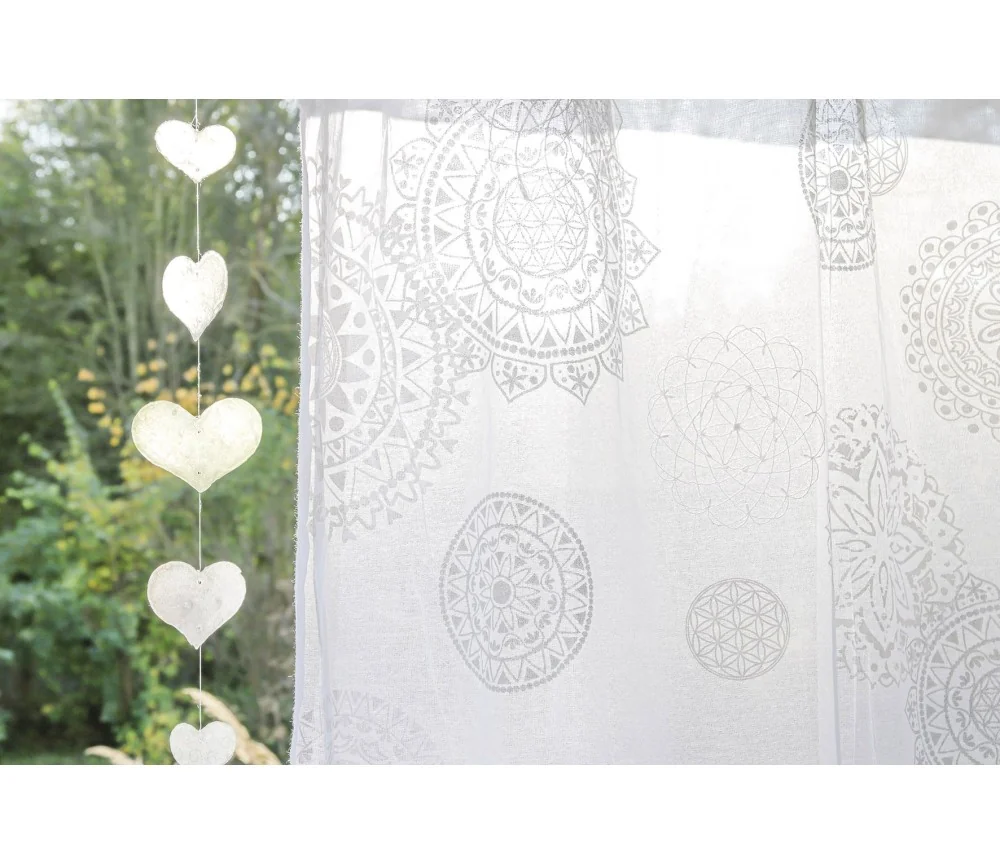Spirit of OM - Gardine Rami - weiß bestickt & silber/weiß bedruckt