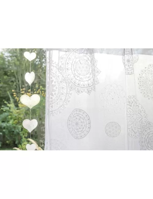 Spirit of OM - Gardine Rami - weiß bestickt & silber/weiß bedruckt