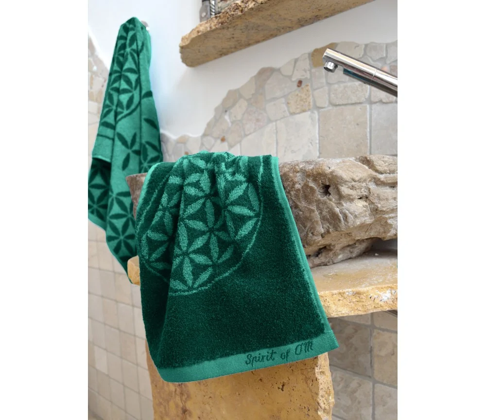 Spirit of OM - Frotteetücher Blume des Lebens - smaragd/grün