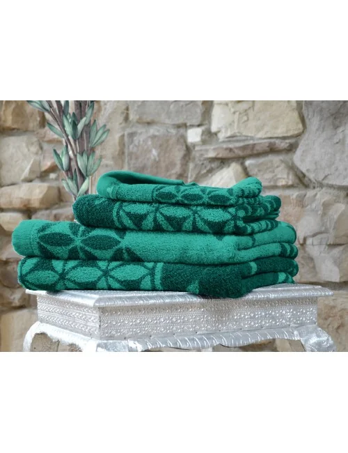 Spirit of OM - Frotteetücher Blume des Lebens - smaragd/grün