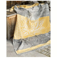 Spirit of OM - Kuscheldecke Lotus - gelb/grau