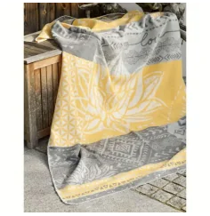 Spirit of OM - Kuscheldecke Lotus - gelb/grau