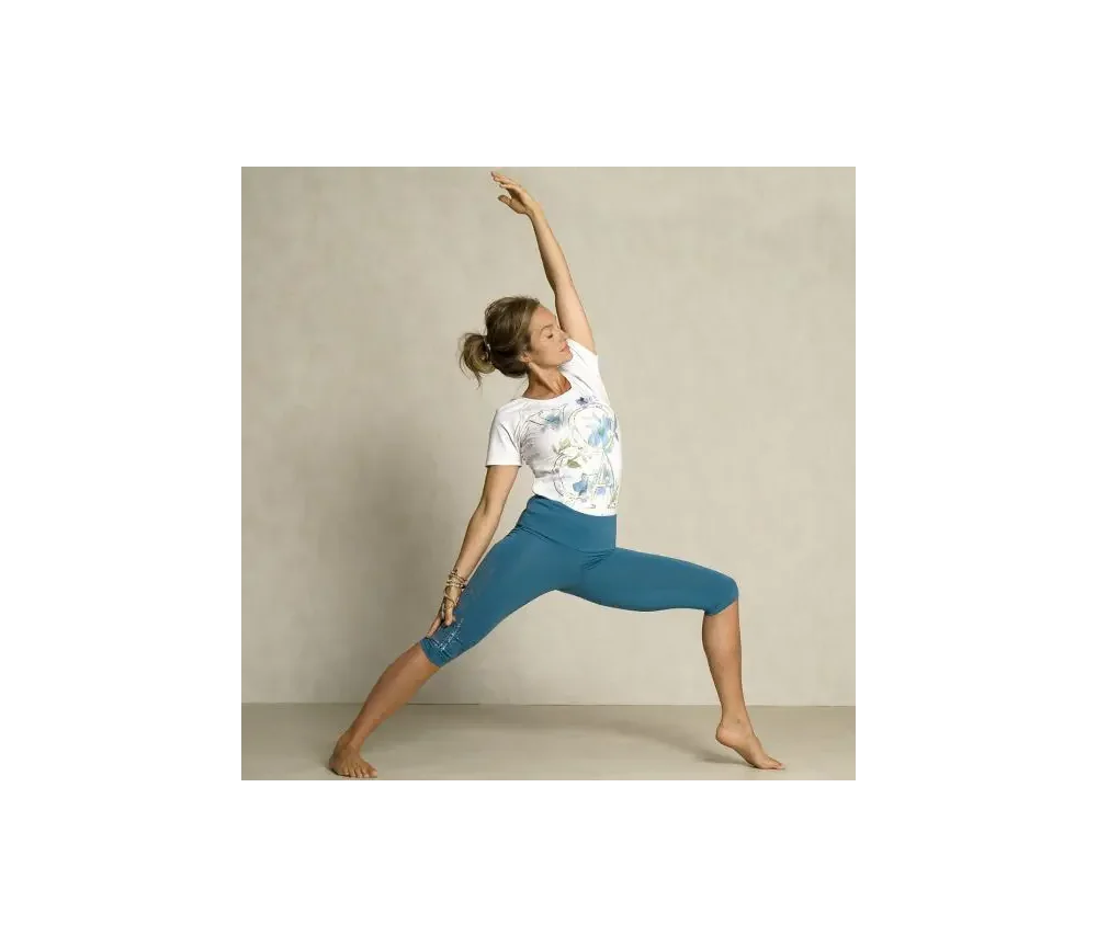 Spirit of OM - Raglan-Shirt Yoga Flower - weiß/blau/gold