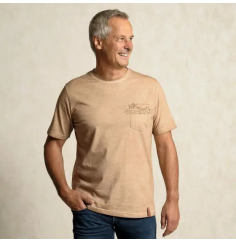 Spirit of OM - T-Shirt men - mit Tasche - Mountain - zirben-braun