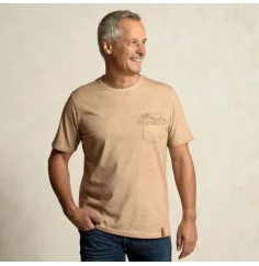 Spirit of OM - T-Shirt men - mit Tasche - Mountain - zirben-braun