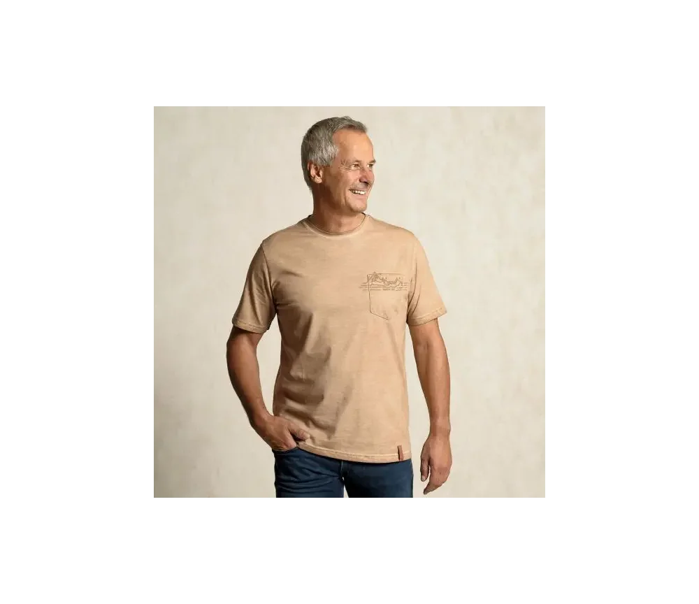 Spirit of OM - T-Shirt men - mit Tasche - Mountain - zirben-braun